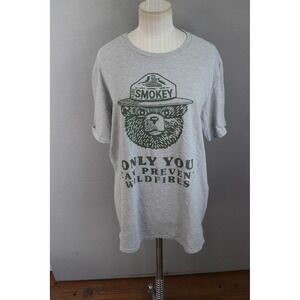 Smokey Bear Graphic T-Shirt L Gray Only You Can Prevent Wildfires Gorpcore